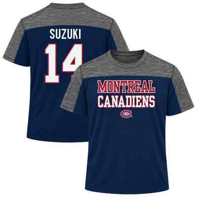 Nick Suzuki Montreal Canadiens Fanatics Big & Tall Name & Number Colorblocked T-Shirt - Navy
