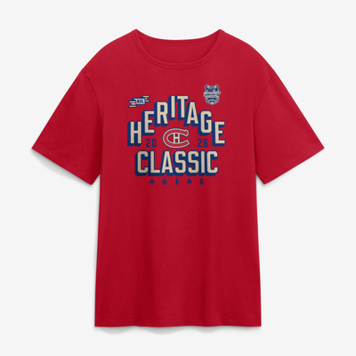  Montreal Canadiens 2026 NHL Heritage Classic Vintage Logo Legacy T-Shirt - Red