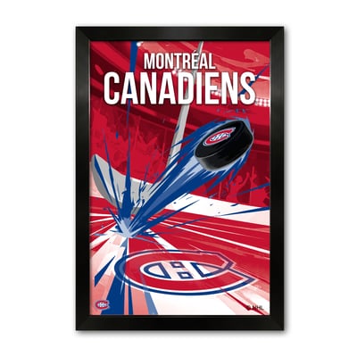 Montreal Canadiens 27" x 39" Framed Hockey Puck Blast Art Print