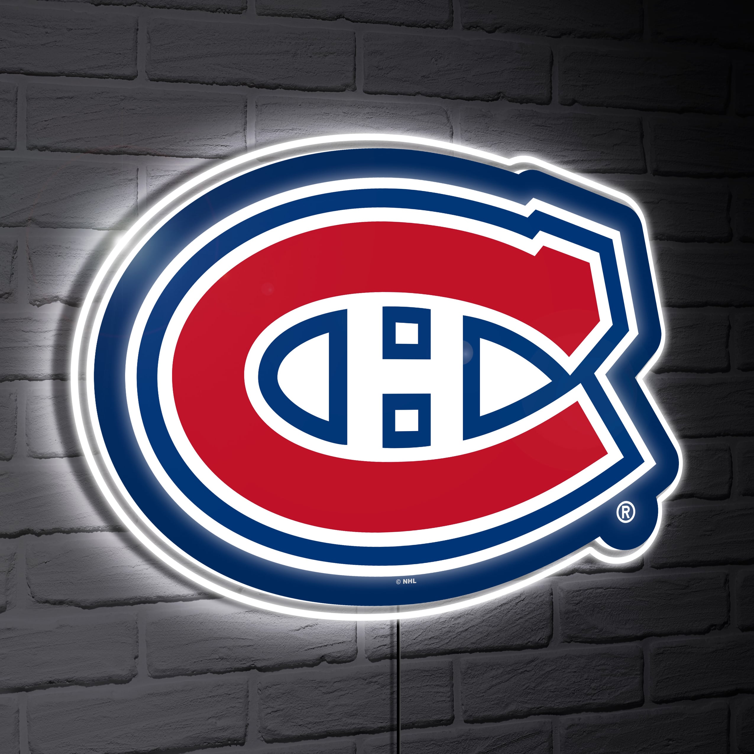 Plug Logo Simple Montreal Canadiens LED Team Logo Shaped Lighted Wall Sign