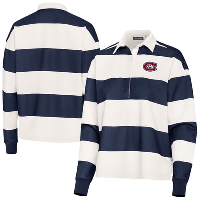 Montreal Canadiens Antigua Women's Banner Rugby Long Sleeve Polo - Navy/White