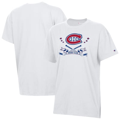 Montreal Canadiens Champion Women's  Crossing Sticks Oversized T-Shirt - White