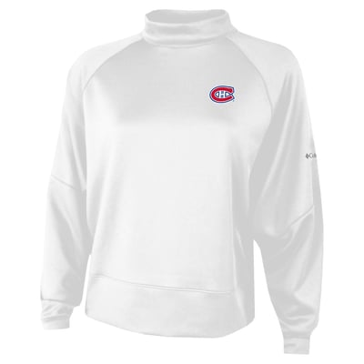 Montreal Canadiens Columbia Women's Par Performance Mock Neck Raglan Dolman Sweatshirt - White