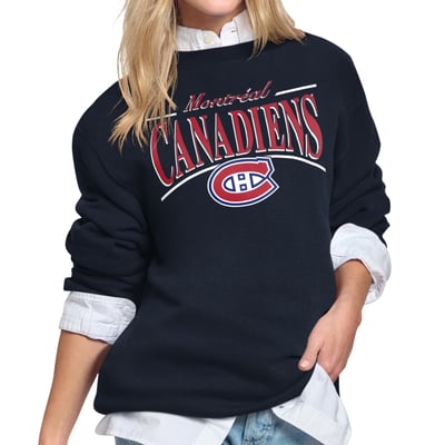 Montreal Canadiens Starter Women's Arch Stripe Fleece Sweatshirt - Navy