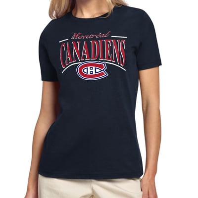 Montreal Canadiens Starter Women's Arch Stripe T-Shirt - Navy