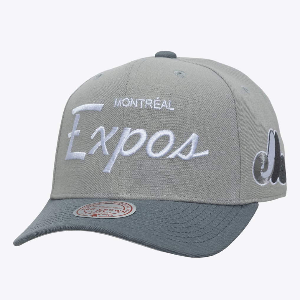  Montreal Expos Mitchell & Ness Cooperstown Thunderstorm Head Coach Pro-Crown Adjustable Hat - Gray