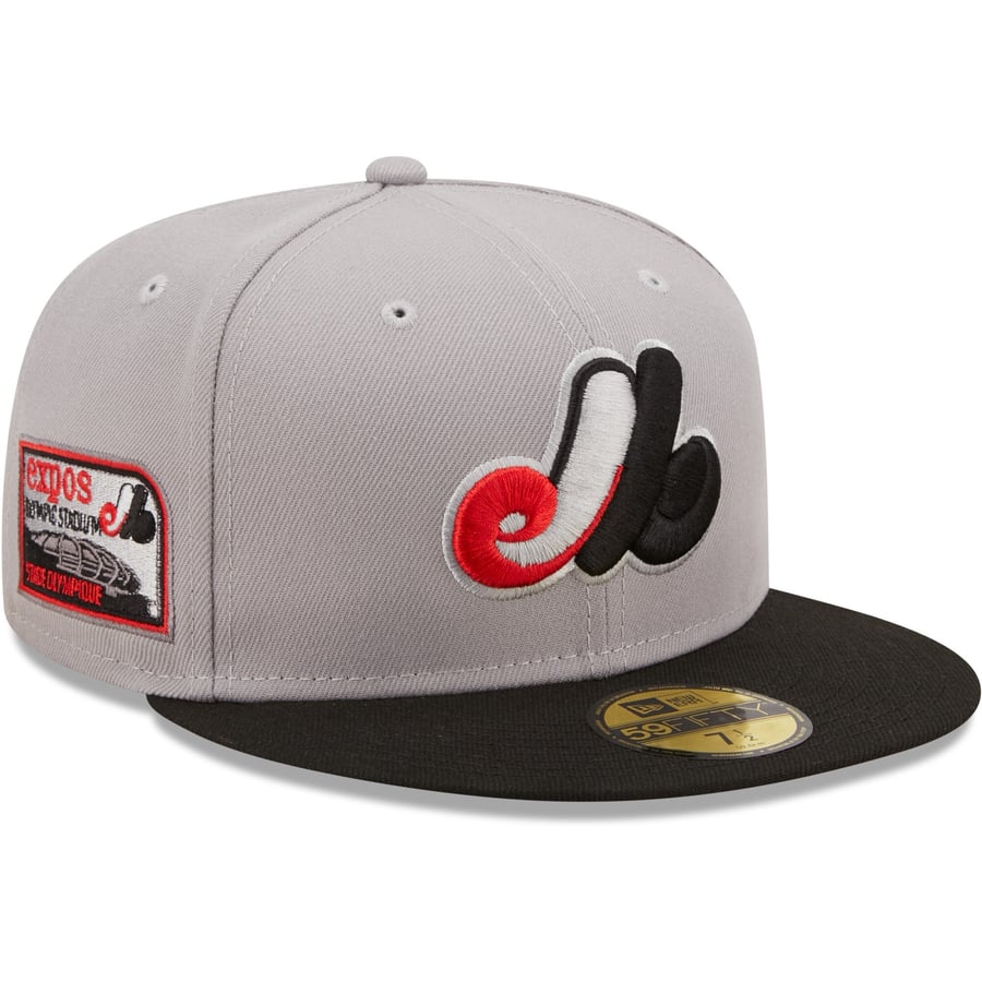 Expos Rust Hat Men's Montreal Expos New Era Gray/Black Olympic Stadium Red Undervisor ...