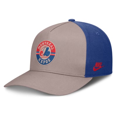 Montreal Expos Nike Cooperstown Rise A-Frame Adjustable Hat - Light Brown/Blue