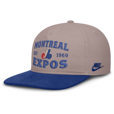 Montreal Expos Nike Pro A-Frame Adjustable Hat - Light Brown/Blue