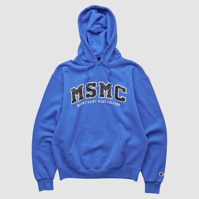 Mount Saint Mary Blue Knights Champion 2000s Hooded Pullover Sweatshirt - Blue - XXS by Fanatics Real Vintage