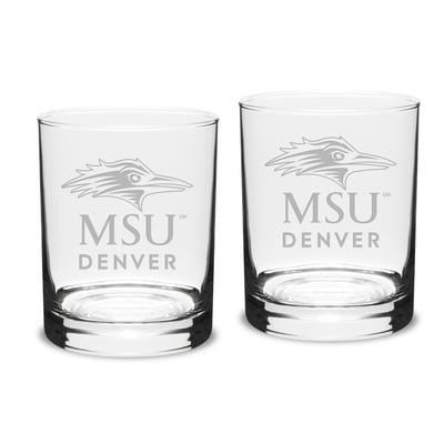 MSU Denver Roadrunners 14oz. 2-Piece Classic Double Old-Fashioned Glass Set