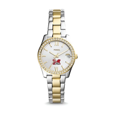 Muskingum Muskies Fossil Women's Scarlette Mini Two-Tone Stainless Steel Watch - Silver