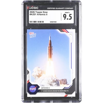 Artemis II NASA 2026 Topps Now 1st Crewed Mission Around the Moon Since '72 #A201 CGC Authenticated 9.5 Card