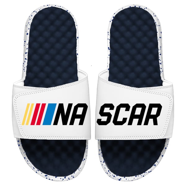 ISlide NASCAR White/Navy Logo Americana Slide Sandals display picture 2