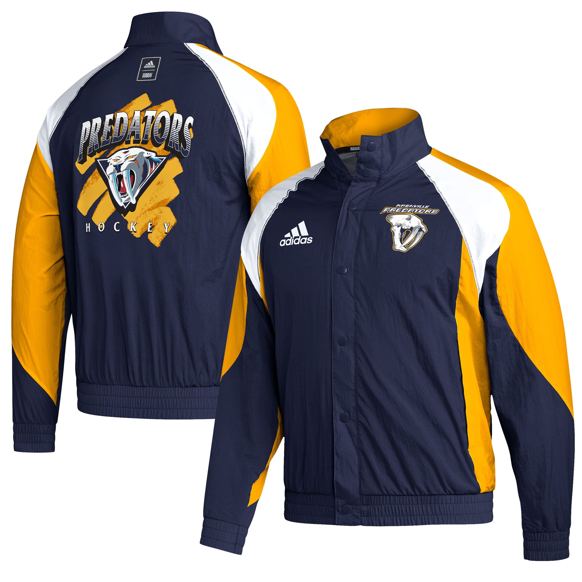 Men's Nashville Predators adidas Navy Reverse Retro 2.0 Full-Snap