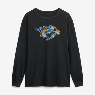Nashville Predators  Metallic Mascot Long Sleeve T-Shirt - Black