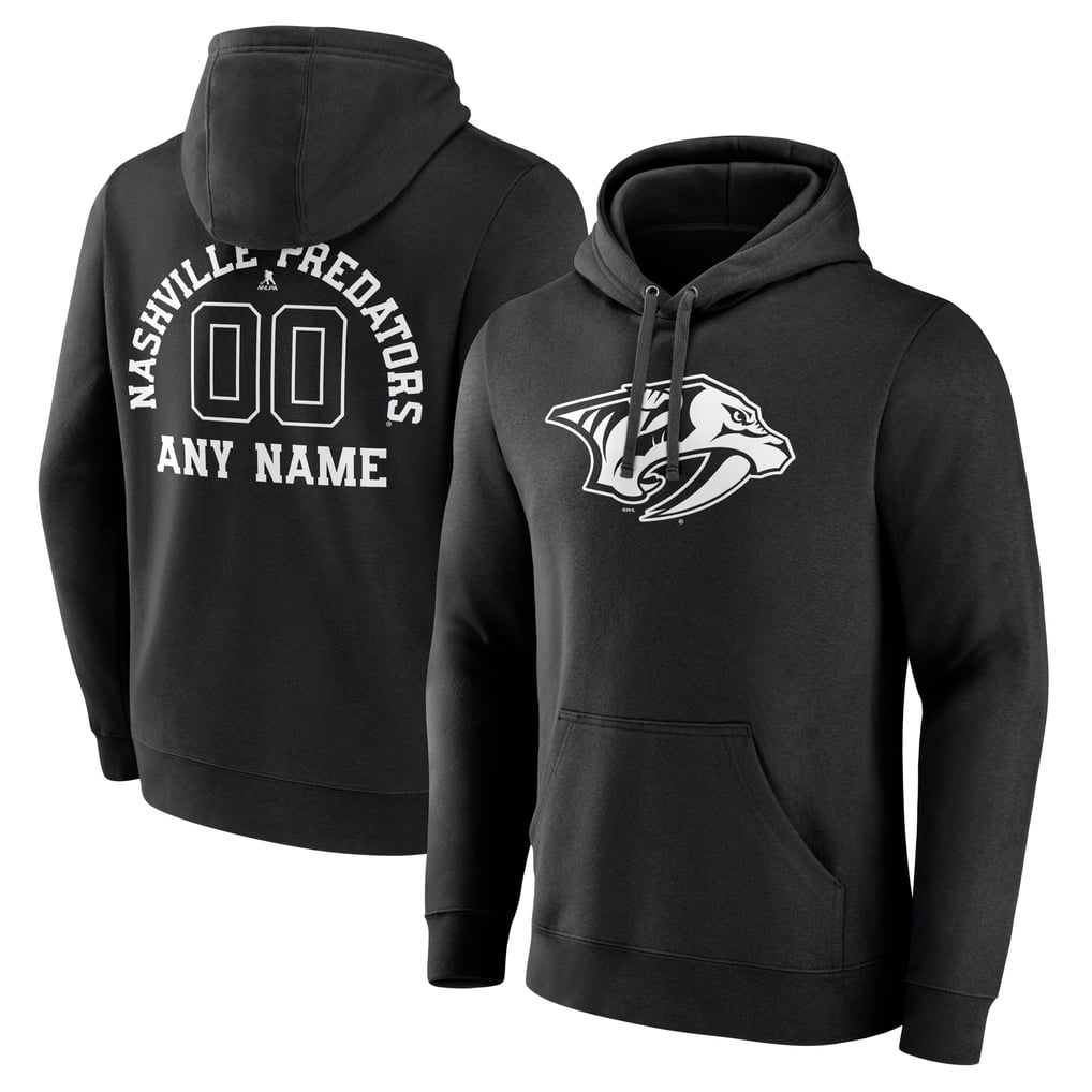  Nashville Predators Personalized Name & Number Monochrome Pullover Hoodie - Black
