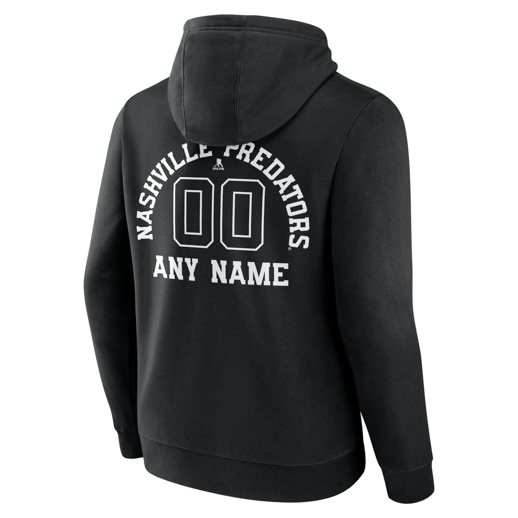  Nashville Predators Personalized Name & Number Monochrome Pullover Hoodie - Black