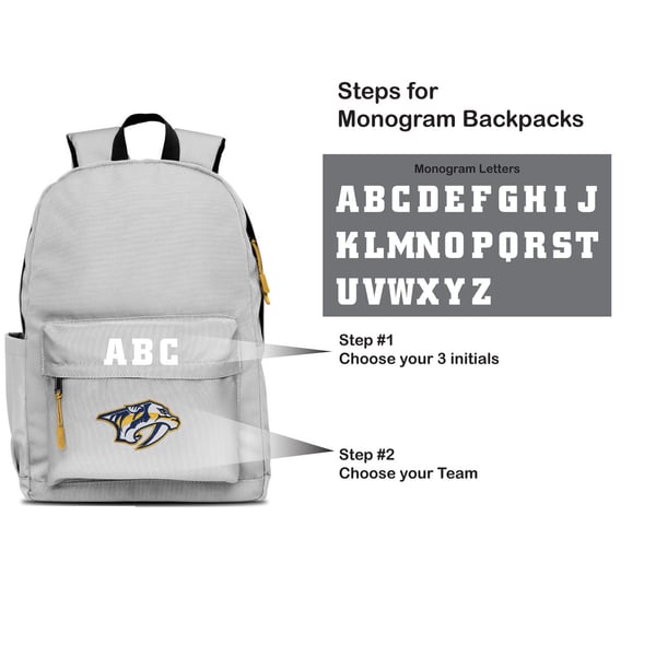 Nashville Predators Laptop Backpack - Gray - Nashville  Gray Nashville Predators Backpack display picture 1