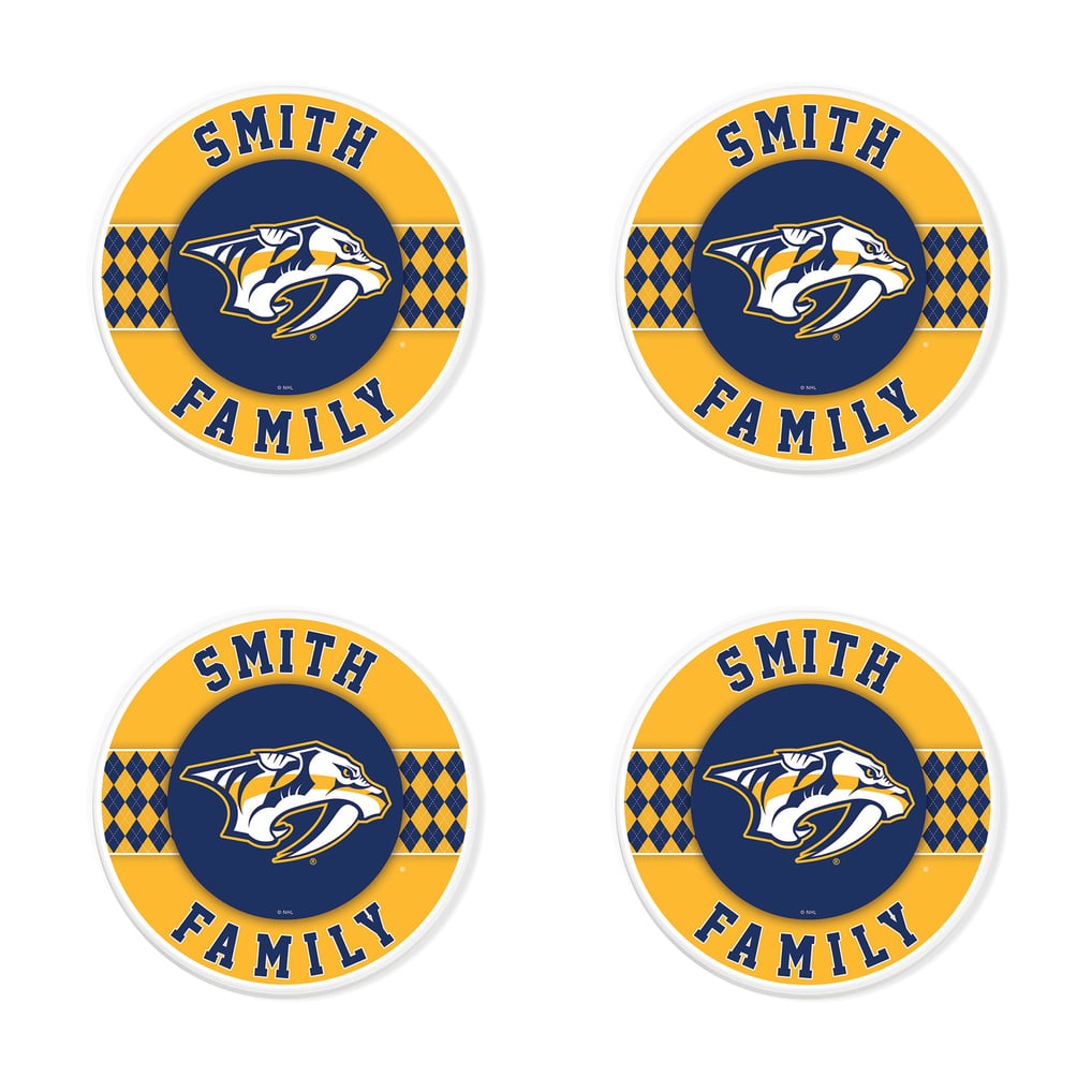 Nashville Predators 4" Personalized Circular Coasters 4-Pack Set