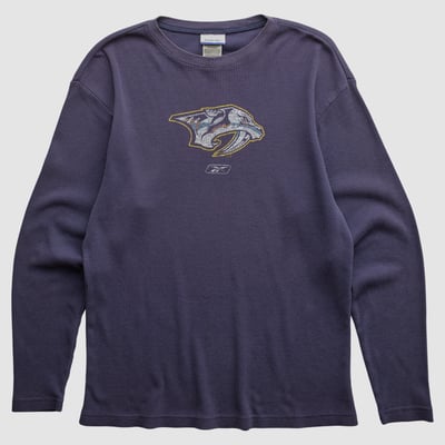 Nashville Predators Reebok 2000s Long Sleeve Top - Purple - M by Fanatics Real Vintage
