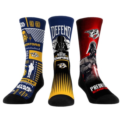 Nashville Predators Rock Em Unisex Star Wars Three-Pack Crew Socks Set - Navy