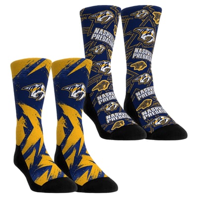  Nashville Predators Rock Em Unisex Game Day Two-Pack Crew Socks - Yellow