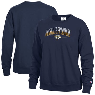 Nashville Predators Champion Women's  Split Color Text Sweatshirt - Navy