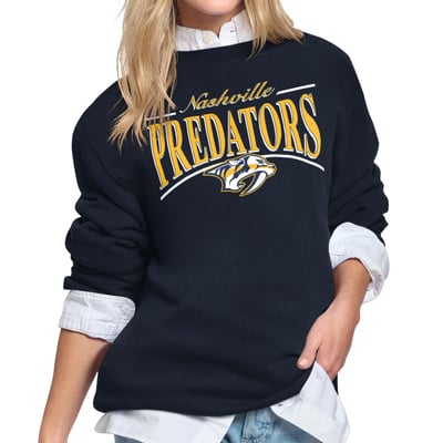 Nashville Predators Starter Women's Arch Stripe Fleece Sweatshirt - Navy