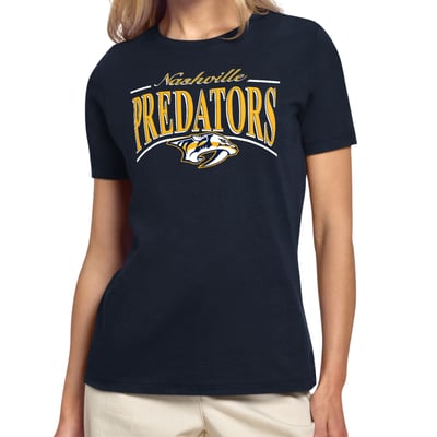Nashville Predators Starter Women's Arch Stripe T-Shirt - Navy
