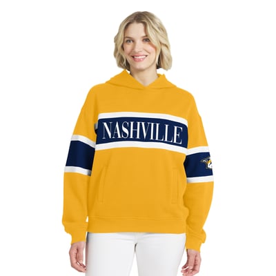  Nashville Predators WEAR by Erin Andrews Women's Colorblock Stripe Hoodie - Gold