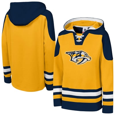 Nashville Predators Outerstuff Youth Ageless Must Have Home Raglan V-Neck Hoodie - Gold