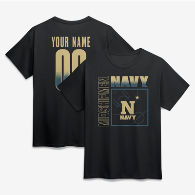 Navy Midshipmen Big & Tall Home Court Pop Personalized Any Name & Number T-Shirt - Black