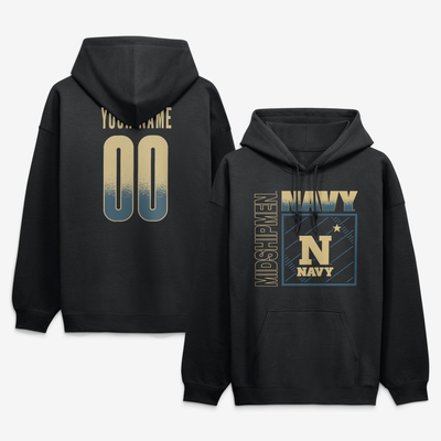 Navy Midshipmen Big & Tall Home Field Pop Personalized Any Name & Number Hoodie - Black