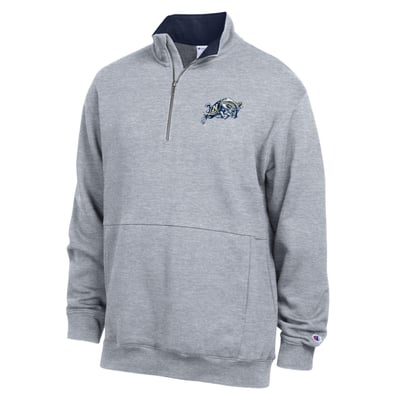  Navy Midshipmen Champion Fleece Quarter-Zip Pullover - Heather Gray