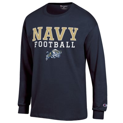 Navy Midshipmen Champion Football Stack Long Sleeve T-Shirt - Navy