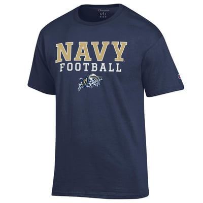 Navy Midshipmen Champion Football Stack T-Shirt - Navy