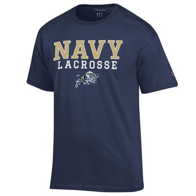  Navy Midshipmen Champion Lacrosse Stacked T-Shirt - Navy