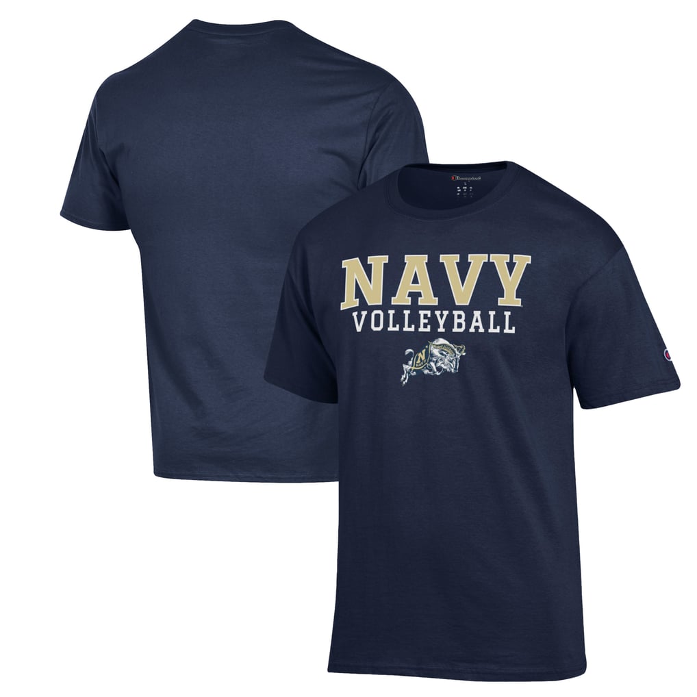 Navy Midshipmen Champion Stack Logo Volleyball Powerblend T-Shirt - Navy