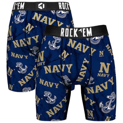 Navy Midshipmen Rock Em All Over Logo Boxer Briefs - Navy