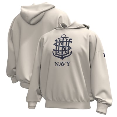 Navy Midshipmen Under Armour 250th Anniversary Uniform Sideline Collection Icon Fleece Hoodie - Cream