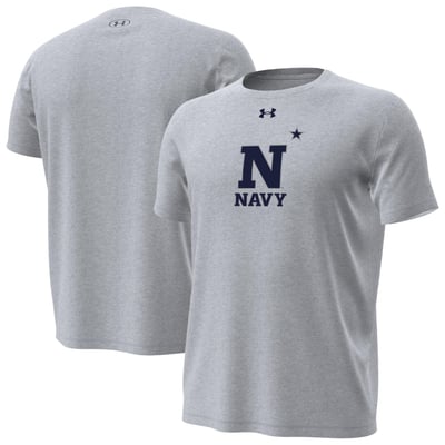 Navy Midshipmen Under Armour Primary Tech Stretch T-Shirt - Gray
