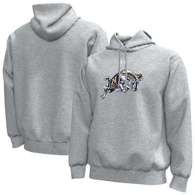  Navy Midshipmen Under Armour Core Icon Fleece Pullover Hoodie - Heather Gray