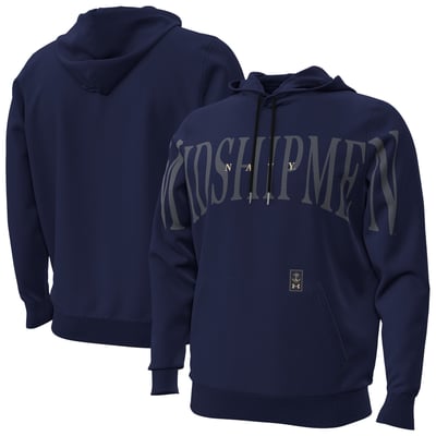 Navy Midshipmen Under Armour 2026 Sideline Overlay Icon Fleece Hoodie - Navy