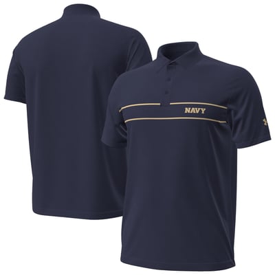 Navy Midshipmen Under Armour 2026 Sideline Playoff Chest Stripe Polo - Navy