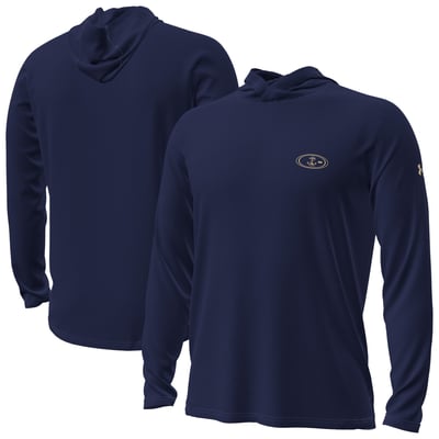 Navy Midshipmen Under Armour 2026 Sideline Vanish Long Sleeve Hooded T-Shirt - Navy