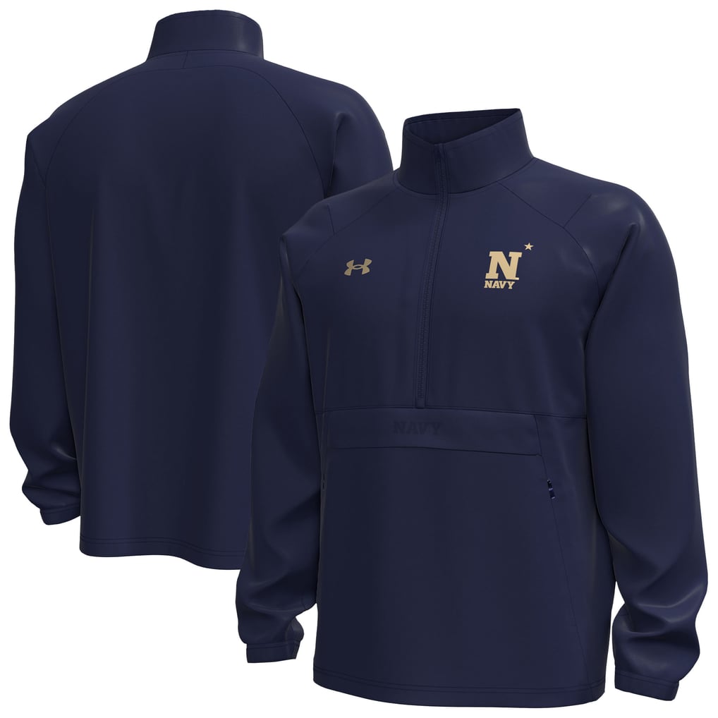  Navy Midshipmen Under Armour Unstoppable Woven Anorak Storm Tech Half-Zip Jacket - Navy