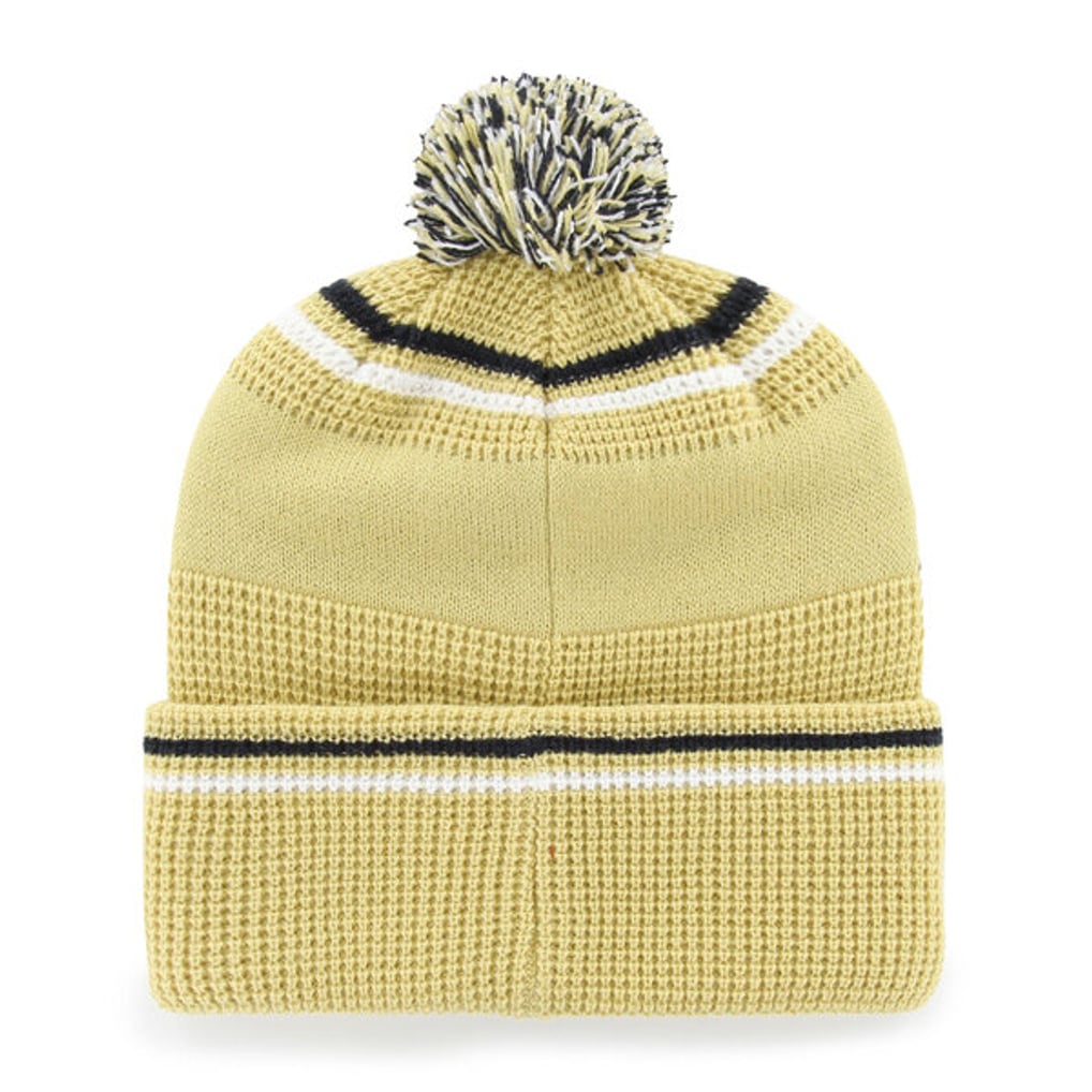 Navy Midshipmen '47 Unisex Quattrle Waffle Cuffed Knit Hat with Pom - Gold