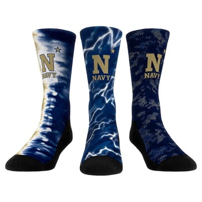 Navy Midshipmen Rock Em Unisex Team Tones Three-Pack Crew Socks