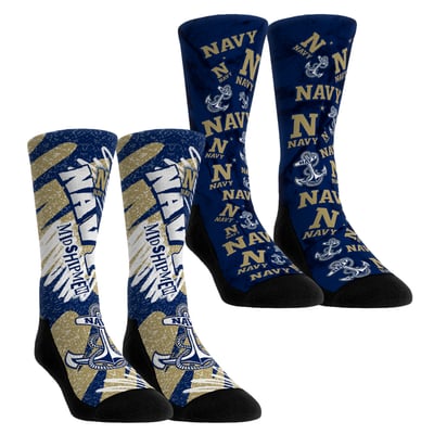 Navy Midshipmen Rock Em Unisex Two-Piece Team Blast Crew Socks Set